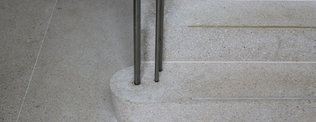 Grey concrete tiles and steps